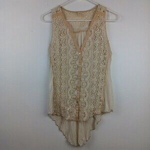 Anthropologie Tiny Crochet Lace-up Back Vest Top Boho Size Small Victorian